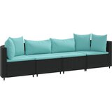 Maison Chic Seti vrtnega pohištva - Vrtna garnitura - Vrtni pohištvo set 4-delna z blazinami črna poli ratan, (21819894) | Shoptok.si