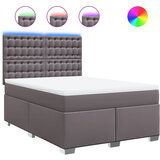 vidaXL Box spring postelja z vzmetnico siva 160x200 cm umetno usnje, (21310397) | Shoptok.si