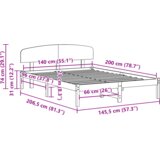 vidaXL Posteljni okvir z naslonjalom Voskasta rjava 140x200 cm Trden les Bor | Shoptok.si