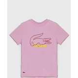 Lacoste Otroška bombažna kratka majica roza barva