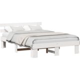 Bijeli okvir kreveta s uzglavljem 140x200 cm od čvrstog drveta bor | shoptok.hr