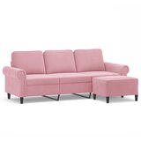  Trosjed s tabureom ružičasti 180 cm baršunasti | shoptok.hr