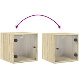  Noćni ormarić sa staklenim vratima boja hrasta 35 x 37 x 35 cm | shoptok.hr