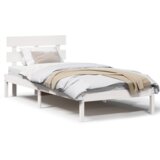  Krevet s okvirom s naslonom bijeli 80x200 cm od masivnog drva borovine | shoptok.hr