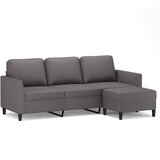 Maison Chic kavč - Sofa - Kanape trosed s stolčkom za noge siv 180 cm umetno usnje, (21727546) Cene
