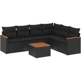  The Living Store Vrtna sedežna garnitura 7-delna z blazinami črn poli ratan - Vrtna Sedežna Garniture, (21443188) | Shoptok.si