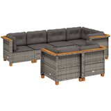  The Living Store Vrtna sedežna garnitura 7-delna z blazinami siv poli ratan - Vrtna Sedežna Garniture, (21455124) | Shoptok.si