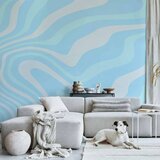  Foto tapeta - Composition in Blues and Whites - Harmonious Abstract Waves in a Cool Color Tone 150x105 | shoptok.hr