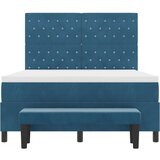 Box Spring Krevet s Madracem i Klupom Tamno Plavi 160x200 cm Baršun | shoptok.hr