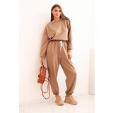 Kesi Włoski Women's set with a loose sweatshirt and pants with the inscription LOVE camel | shoptok.hr