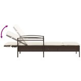  Ležalnik z blazino rjav 63x200x81 cm poli ratan | Shoptok.si