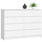 AKORD Komoda, 8 Predalov, Bela, (5000332186) | Shoptok.si
