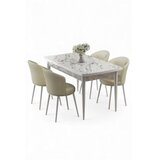 Hanah home Rasklopivi trpezarijski sto i stolice (5 delova) Asfel White Marble Cream | Eponuda.com