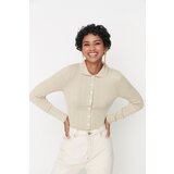 Trendyol Stone Soft Textured Polo Neck Knitwear Cardigan | Shoptok.si