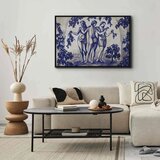  Slika - Ancient vineyard - three women in a portal painted with blue ink 120x80 U crnom drvenom okviru | shoptok.hr