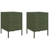 Maison Chic Dvo delni komplet Nočne omarice - Nočne mize olivno zelena 36x39x50,5 cm jeklo, (21687434) Cene
