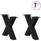vidaXL Noge za stolić u obliku slova X 2 kom crne 60x(42-43) cm čelik | shoptok.hr