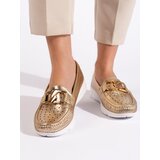 GOODIN Women's gold loafers with buckle | shoptok.hr