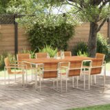 vidaXL 9-dijelni vrtni blagovaonski set od punog bagremovog drva | shoptok.hr