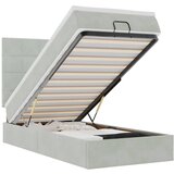 Maison Chic Otomanski Posteljni okvir - Enojna postelja - Postelja za odrasle z vzmetnicami siv 90x200cm žamet-J2115, (21768347) | Shoptok.si
