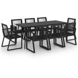 vidaXL Zunanja jedilna garnitura 9-delna PVC ratan črna, (20680841) | Shoptok.si