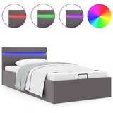  Hidraulični okvir za krevet od umjetne kože LED sivi 100x200 cm | shoptok.hr
