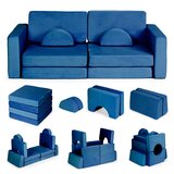 ECO TOYS Sklopiva modularna sofa za djecu, velika, za 2 osobe, DIY, 10 mekanih jastuka - plava | shoptok.hr