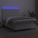 Krevet box spring s madracem LED bijeli 140x200 cm umjetna koža | Eponuda.com