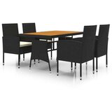  5-dijelni vanjski blagovaonski set od poliratana crni | shoptok.hr