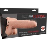 Pipedream Fetish Fantasy 7" Hollow Rechargeable Strap-On with Balls Flesh Cene