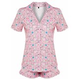 Trendyol Pink 100% Cotton Shirt-Shorts Knitted Pajama Set Cene