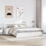 Maison Chic Posteljni okvir - Dvoposteljna postelja - Zakonska postelja z vzglavjem brez vzmetnice bel 200x200 cm, (21694237) | Shoptok.si