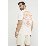 Adidas Bombažna kratka majica moška, bež barva, IS0186