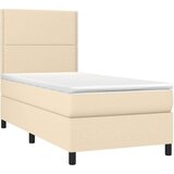  Box spring postelja z vzmetnico LED krem 100x200 cm blago, (20898375) | Shoptok.si