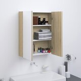  Kupaonski ormarić s ogledalom 60x15x75 cm MDF bijeli i hrast | shoptok.hr