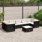 Maison Chic Seti vrtnega pohištva - Vrtna garnitura - Vrtni pohištvo set 8-delna z blazinami črn poli ratan, (21799841) | Shoptok.si