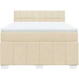 vidaXL Box spring postelja z vzmetnico krem 160x200 cm blago, (21321342) | Shoptok.si