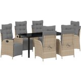 vidaXL 7-delni set vrtnih jedilnih stolov bež Poli ratan | Shoptok.si