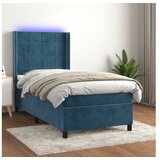  Box spring postelja z vzmetnico LED temno modra 90x200 cm žamet | Shoptok.si