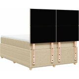  Krevet s oprugama i madracem krem 160x200 cm od tkanine Slike