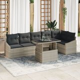 vidaXL 7-delna vrtna garnitura s blazinami svetlo siva poli ratan, (22092783) | Shoptok.si