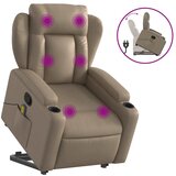 Maison Chic masažni naslanjač - Relax naslanjač s funkcijo vstajanja kapučino umetno usnje, (22062079) | Shoptok.si