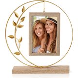 ARESVRGO dvostranski vrtljiv 360° vintage zlat okvir za fotografije 10 × 15 cm | Shoptok.si