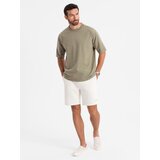 Ombre Men's LOOSE FIT cotton t-shirt with round neckline - khaki | shoptok.hr
