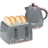 HOMCOM Komplet grelnika vode in opekača vode – plastika, jeklo – 24,2 D x 19,5 Š x 23,4 V cm – siva, (5000242346) | Shoptok.si
