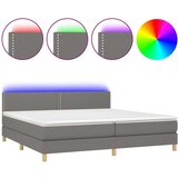 Box spring postelja z vzmetnico LED temno siva 200x200 cm blago, (20725608) | Shoptok.si