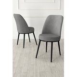Hanah home set trpezarijskih stolica Jaxe 8 kom, siva tkanina Babyface, crne metalne noge | Eponuda.com