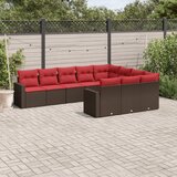 vidaXL 10-dijelni set vrtnih sofa od poliratana s jastucima smeđi | shoptok.hr