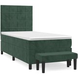 vidaXL Box spring postelja z vzmetnico temno zelen 90x190 cm žamet, (20898901) | Shoptok.si