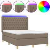 Maison Chic Box spring postelja - Vzmetna postelja z vzmetnico LED taupe 140x190 cm blago SL3238, (21903875) | Shoptok.si